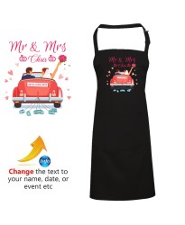 Mr & Mrs Custom Name Marriage Date Wedding Couple Car Just Married Adult Unisex Apron